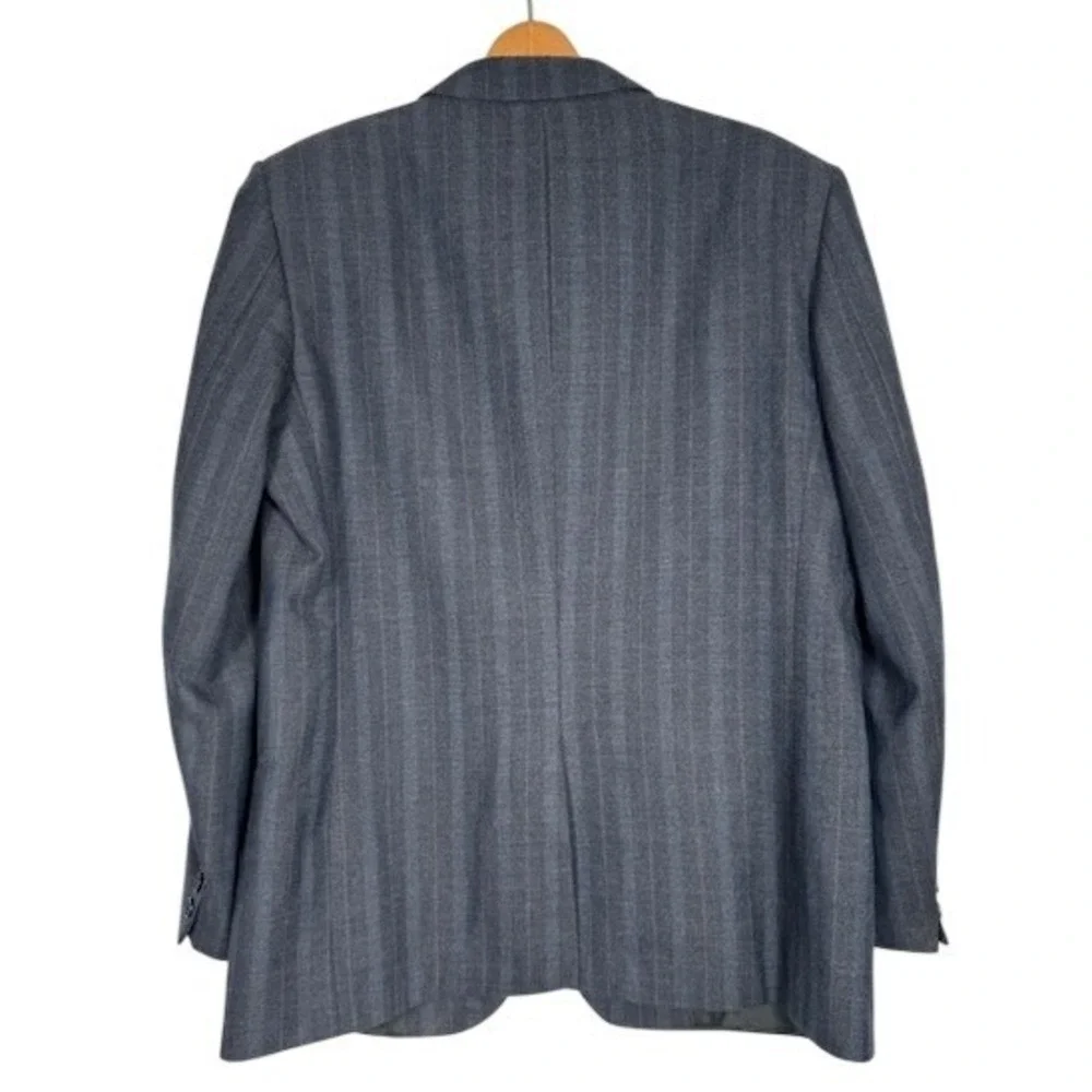 Henley by Par Tip Top Men's 100% Wool Gray Pinstripe Blazer‎ Suit Jacket